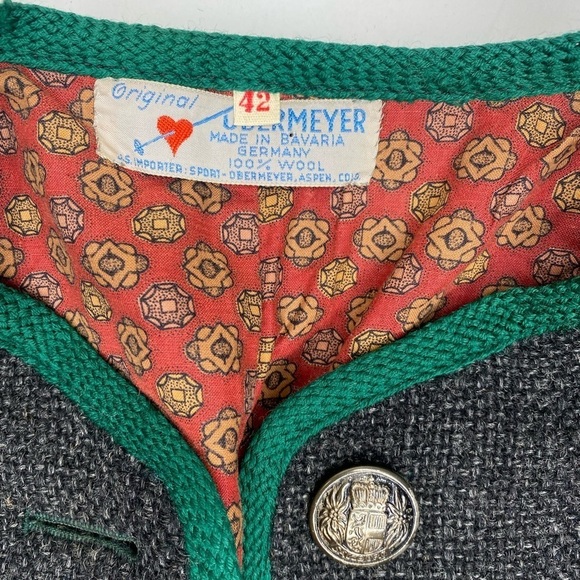 Vintage Obermeyer Grey Wool Jacket Made in Bavaria Sz 42 - Picture 5 of 7